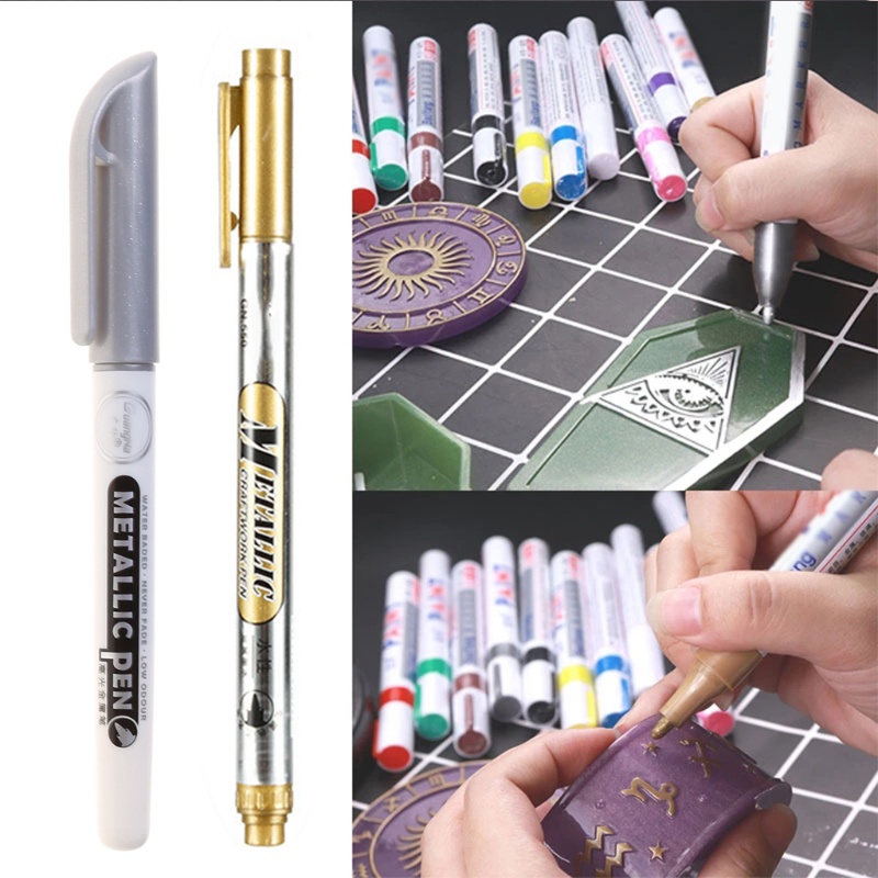 Set 12 bút lông nhũ ánh kim vẽ graffiti resin epoxy acrylic dùng cho đánh dấu/ vẽ tạo điểm nhấn YOI