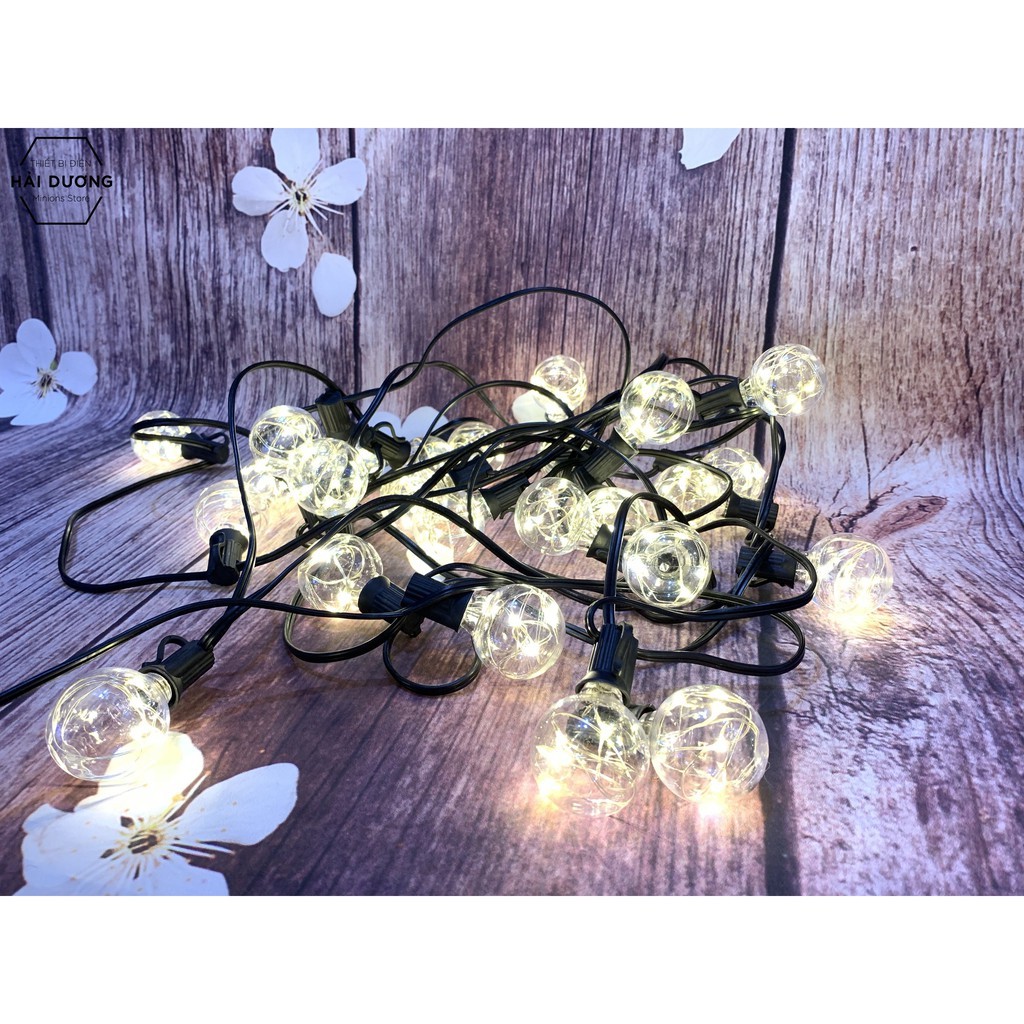 Bộ Dây Đui Trang Trí Bóng Led Đom Đóm G40 25 Bóng 10m Chống Nước (Kèm Bóng)