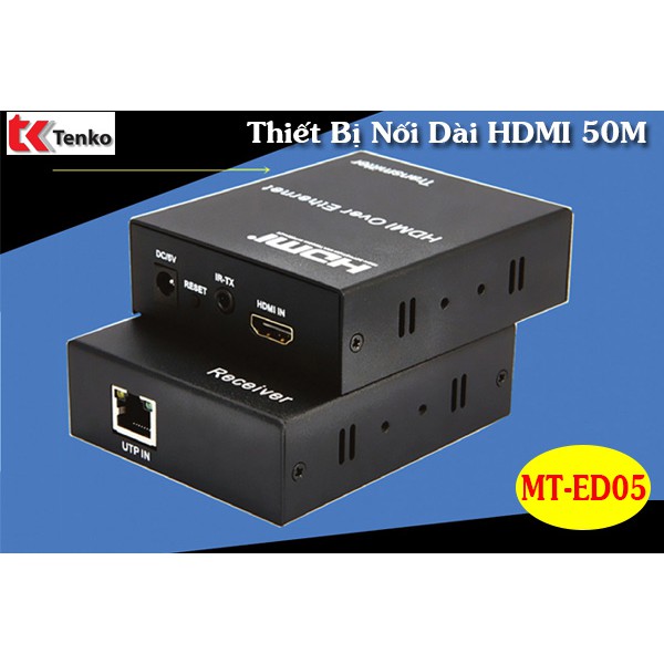 [Mã 252ELSALE hoàn 7% đơn 300K] Bộ kích tín hiệu HDMI qua cáp mạng 50m chính hãng MT-Viki MT-ED05