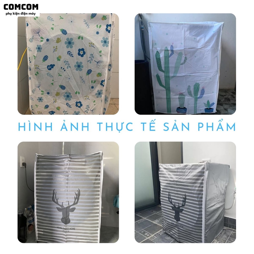 Áo trùm máy giặt YALIJIN - Vải Peva chống nước, chống nắng - Họa tiết xinh xắn thích hợp decor, trang trí nhà cửa