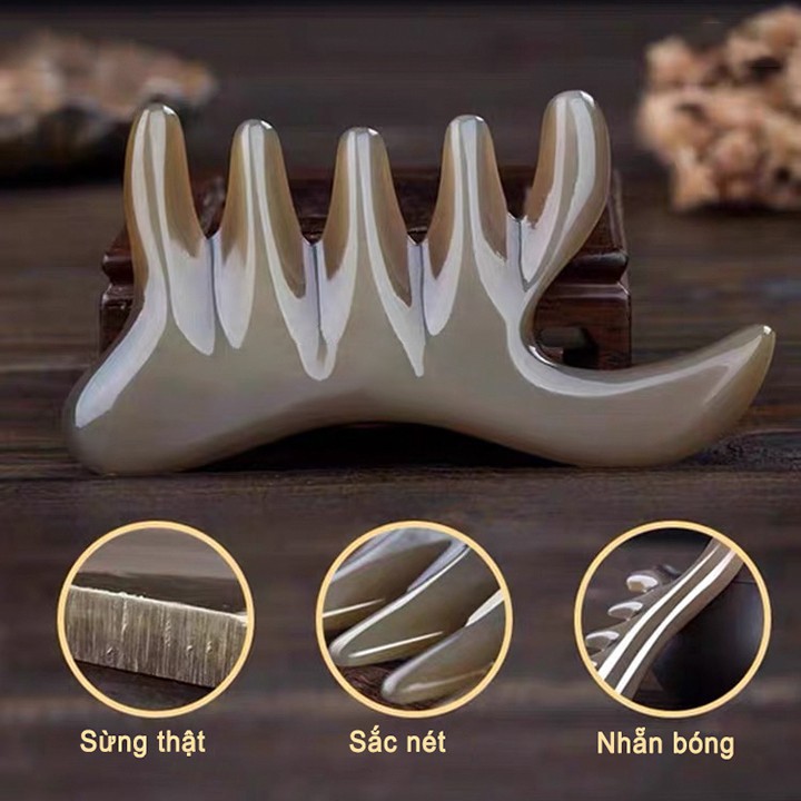 Lược sừng đa năng (Size: M - 11cm) - Massage làm đẹp - thư giãn - lưu thông máu - giảm nhức đầu