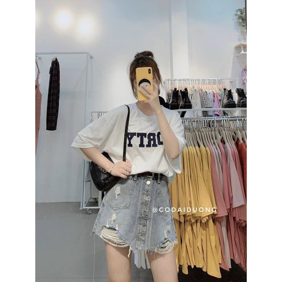 [SIÊU HOT] Chân Váy Bò 6 Rách Khuy - Chân Váy Jeans Dáng A Rách Gấu Hot Hit | BigBuy360 - bigbuy360.vn
