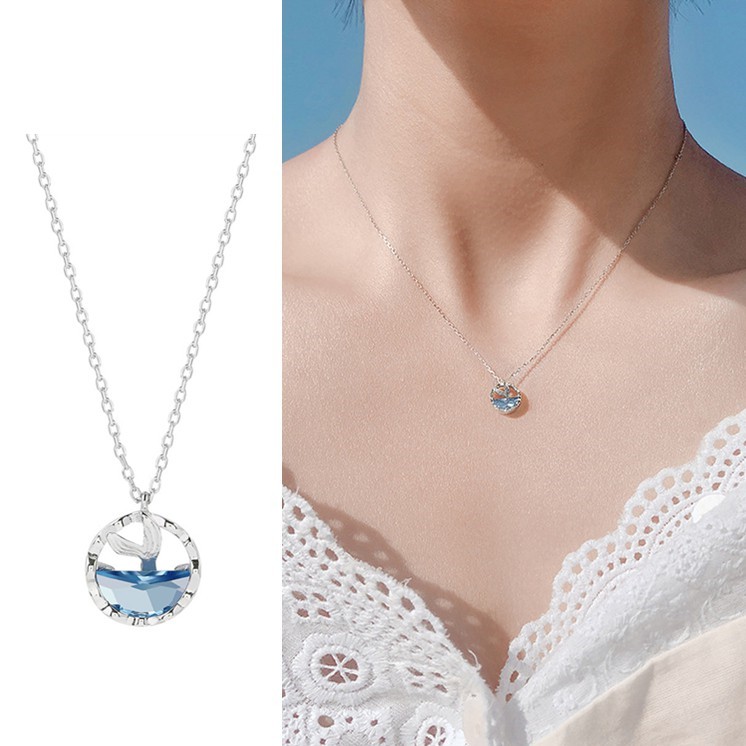 vòng cổ Mạ Bạc 925 Mặt Hình Giọt Nước Đính Đá B529