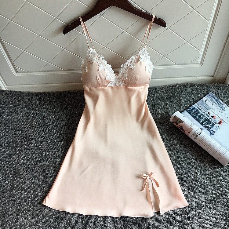 [BIGsize M/L/XL 62KG / 💯✴FREESHIP ĐƠN 150K💯✴] Váy ngủ sexy satin lụa viền ren hoa trắng SL125_đầm ngủ lụa | BigBuy360 - bigbuy360.vn