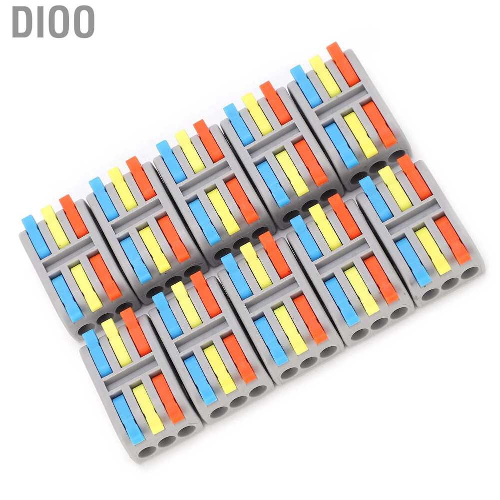 Dioo 10Pcs Wire Conductor Connector Lever Nut 3 in out Fast Terminal Block 32A