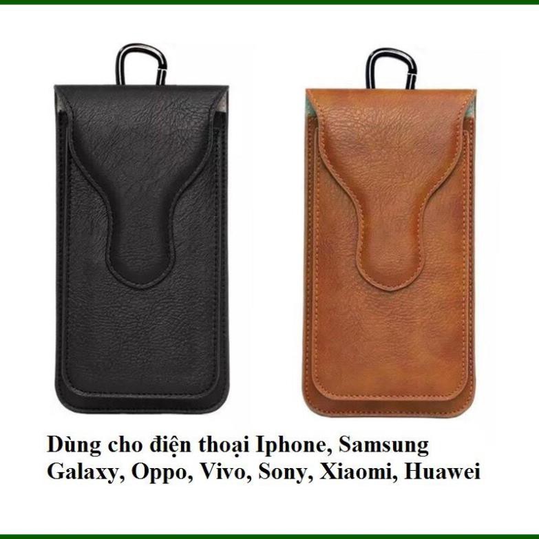 Bao da đeo thắt lưng điện thoại 2 ngăn cho Iphone, Samsung, Oppo, Vivo, Sony, Xiaomi, huawei size từ 5 inch đến 6.5 inch