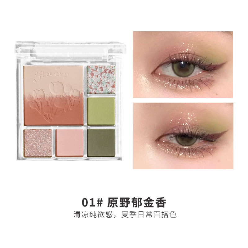 Bảng Phấn Mắt 7 Màu Lì Và Ánh Nhũ Kết Hợp Trang Điểm Kháng Nước Và Bắt Sáng