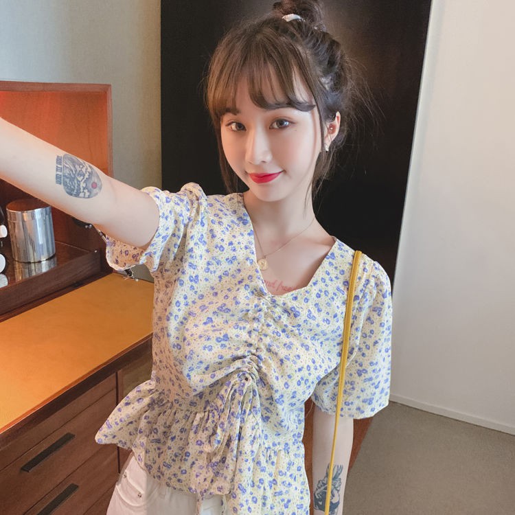 Áo cộc hoa nhí rút dây cực xinh - Áo kiểu vintage forgirl | BigBuy360 - bigbuy360.vn