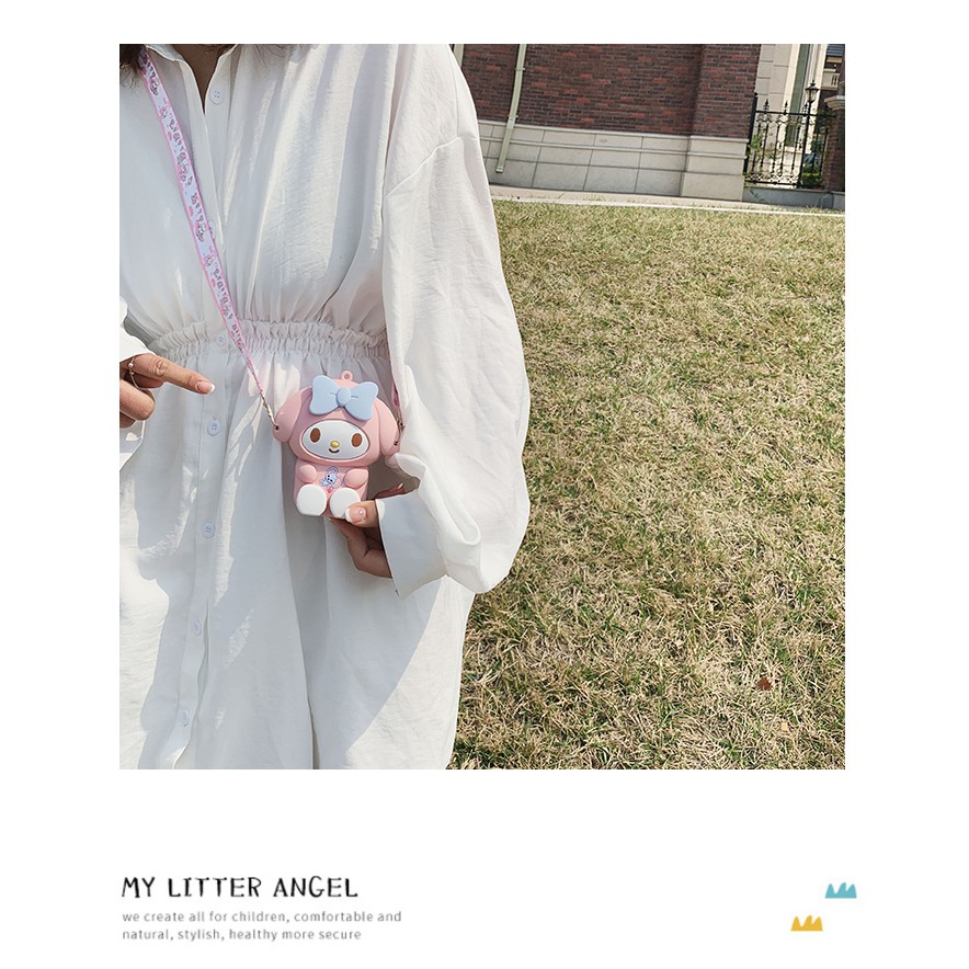 Túi đeo chéo mini Silicon hình HELLO KITTY dễ thương phong cách Hàn Quốc cho bé gái TX18