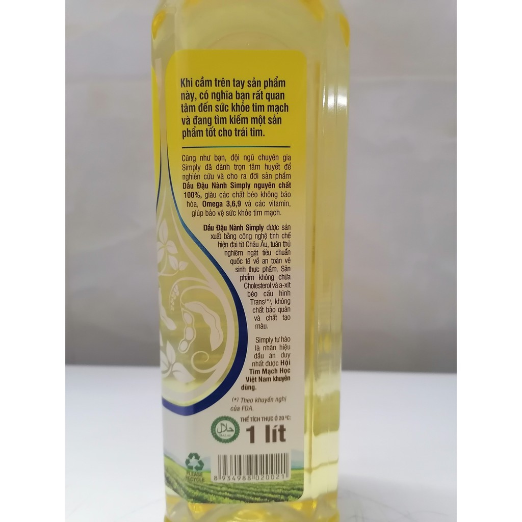 [1 Lít] Dầu đậu nành [VN] SIMPLY Soybean Oil (halal) (bph-hk)