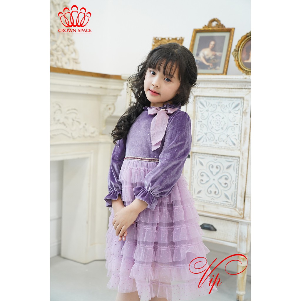 Váy Nhung Công Chúa Cho Bé Gái Crown Space Cao Cấp CKGL6802205 Size 10 - 35kg