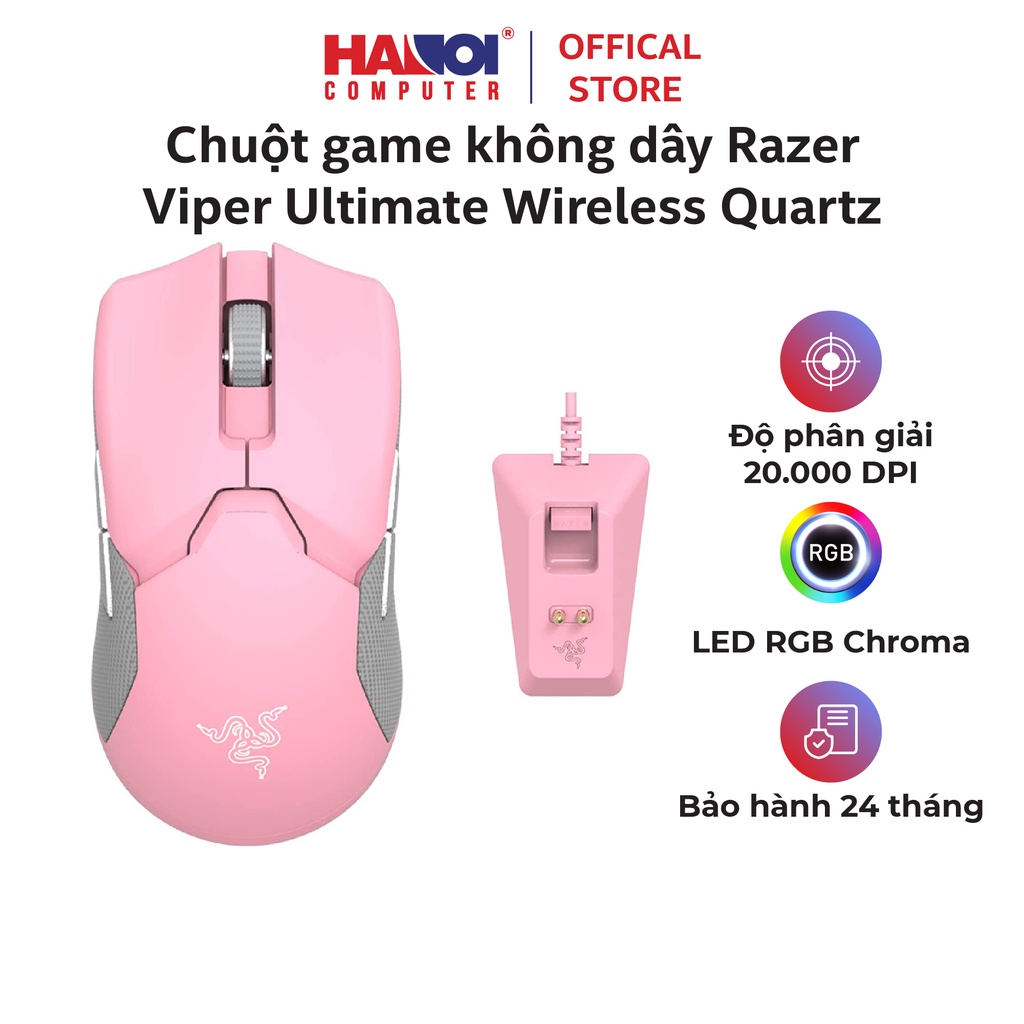 Chuột game không dây Razer Viper Ultimate Wireless Quartz (USB/RGB/Hồng) (RZ01-03050300-R3M1)