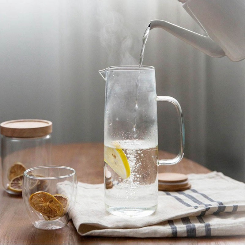 Bình thủy tinh SWEEJAR đựng nước uống dung tích lớn 1200ml có nắp đậy tiện lợi