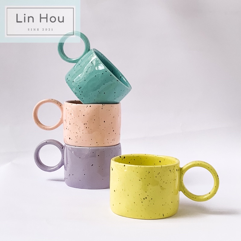Ly sứ cao cấp phong cách Hàn Nhật hoạ tiết chấm phun độc đáo