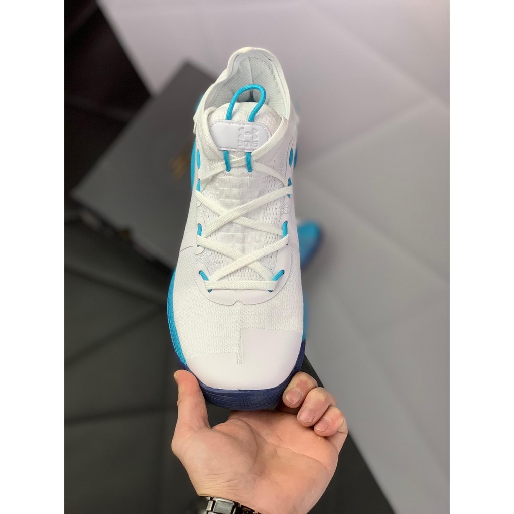 【kai】【Bắn thật】Under Armour  Curry 6 UA bóng rổ nam màu trắng và màu xanh