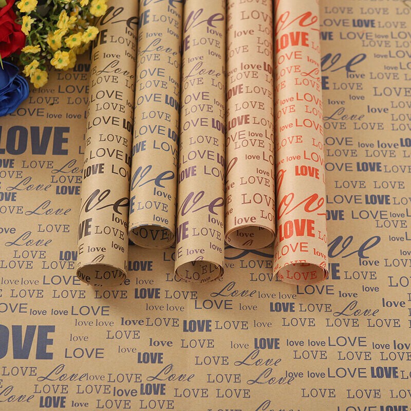 Giấy gói quà kraft, giấy gói hoa vintage cổ điển kiểu giấy báo - giá sỉ 1 tờ -VPP Trí Tuệ