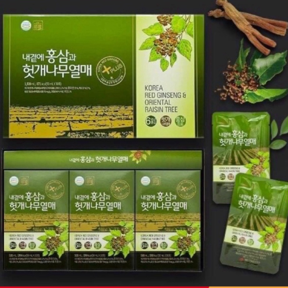 Nước Uống Hồng Sâm Bổ Gan Hàn Quốc Daedong Korea Red Ginseng & Oriental Raisi Tree Mát gan Giải Nhiệt Bồi Bổ Sức Khỏe