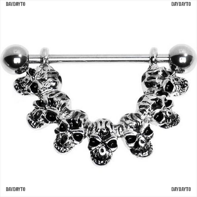 Bộ 7 Khuyên Nhũ Hoa Bằng Thép Không Gỉ Hình Đầu Lâu Cá Tính