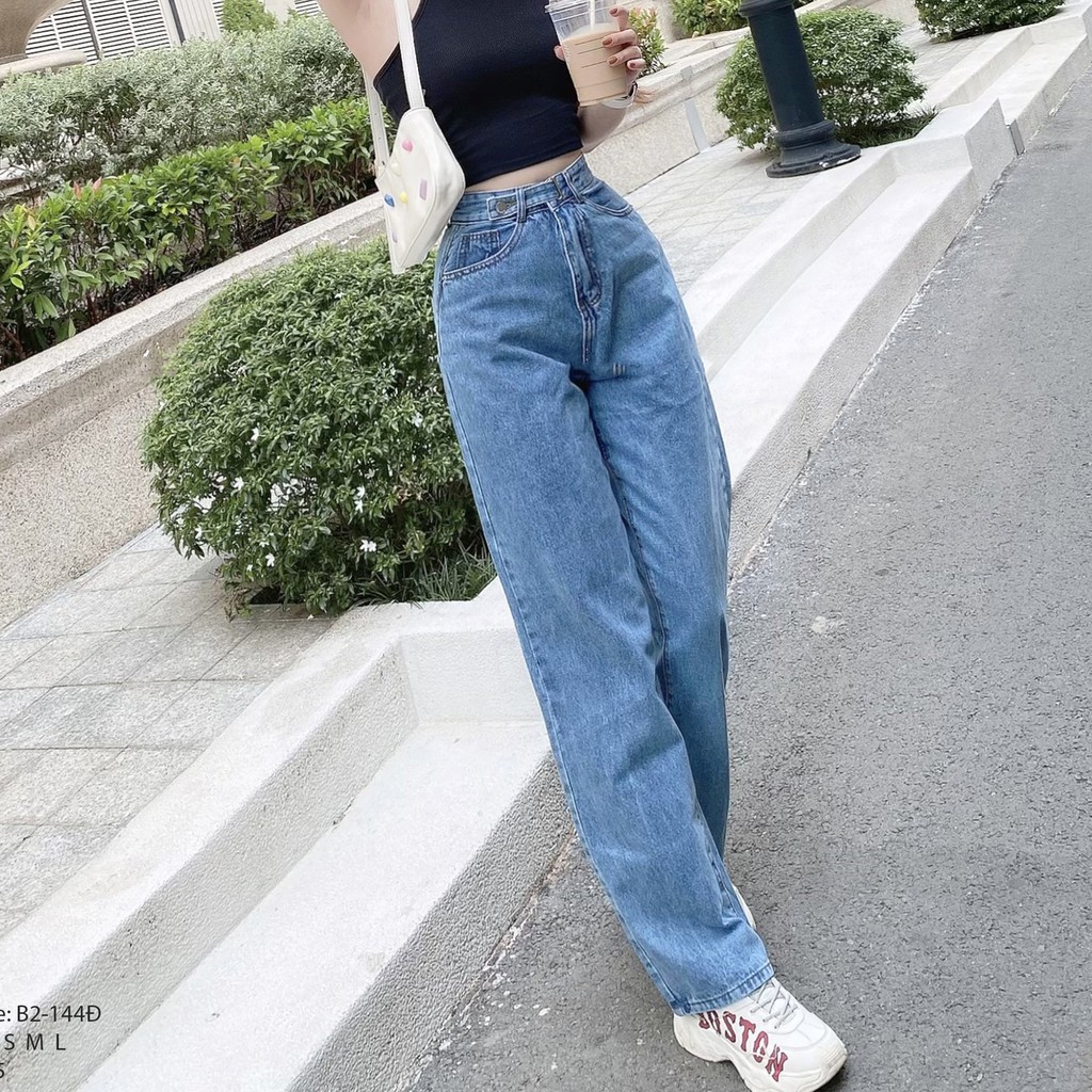 Quần Jean Baggy Nữ Ống Rộng, Lưng Cao, Màu Xanh Nhạt, Dễ Phối Đồ Dành Cho Nữ, Hình Shop Chụp 100%, Cam Kêt Đổi Trả Hàng | BigBuy360 - bigbuy360.vn
