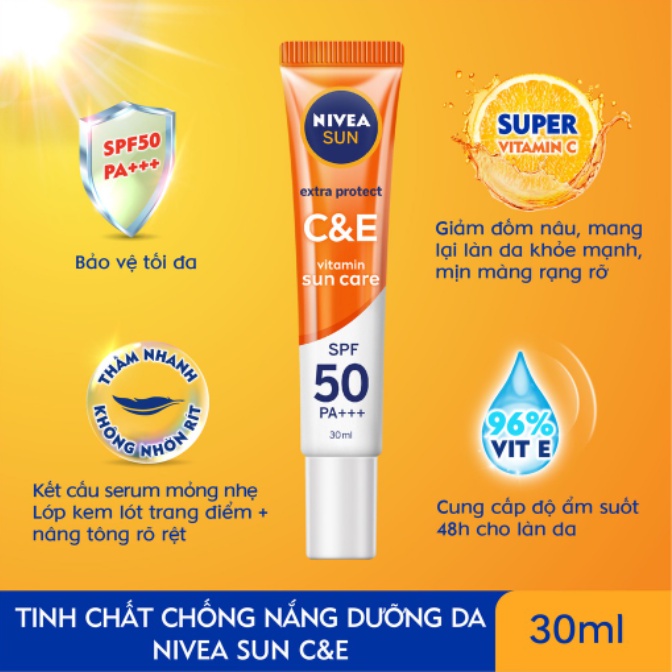 Tinh chất chống nắng Nivea Vitamin C&amp;E SPF50 30ml dưỡng da sáng khỏe - Shop Viloet