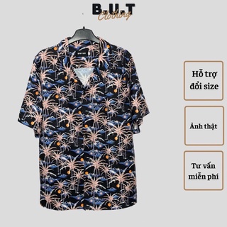 Áo sơ mi họa tiết ngắn tay CÂY DỪA trơn mềm dành cho nam nữ | BUTCLOTHING
