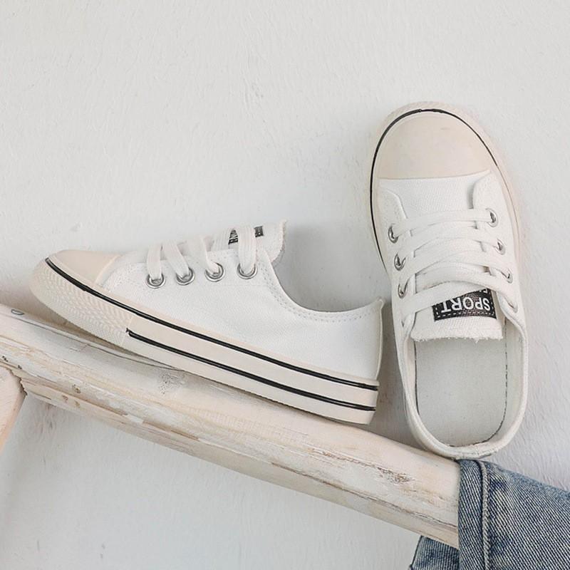 Giày vải canvas buộc dây phong cách Hàn Quốc xinh xắn cho bé gái