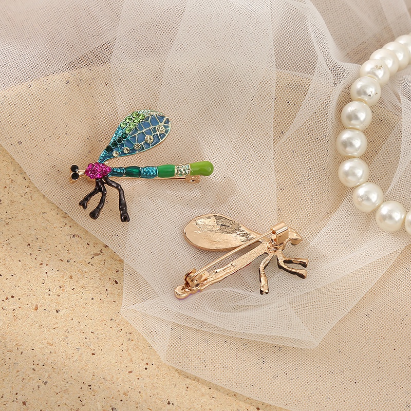 Huy Hiệu Cài Áo Hình Chuồn Chuồn Tráng Men Đính Đá Thời Trang 2022