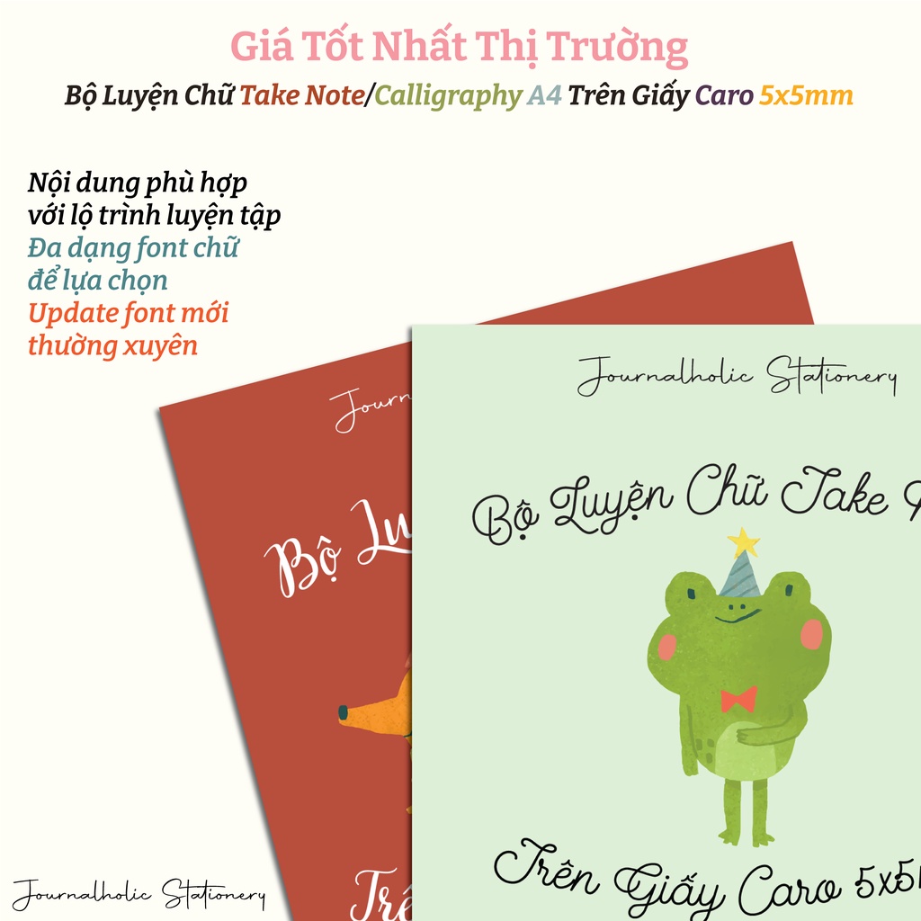 Bộ Luyện Viết Chữ A4 Take Note/Calligraphy Trên Giấy Caro 5x5mm - Journalholic Stationery