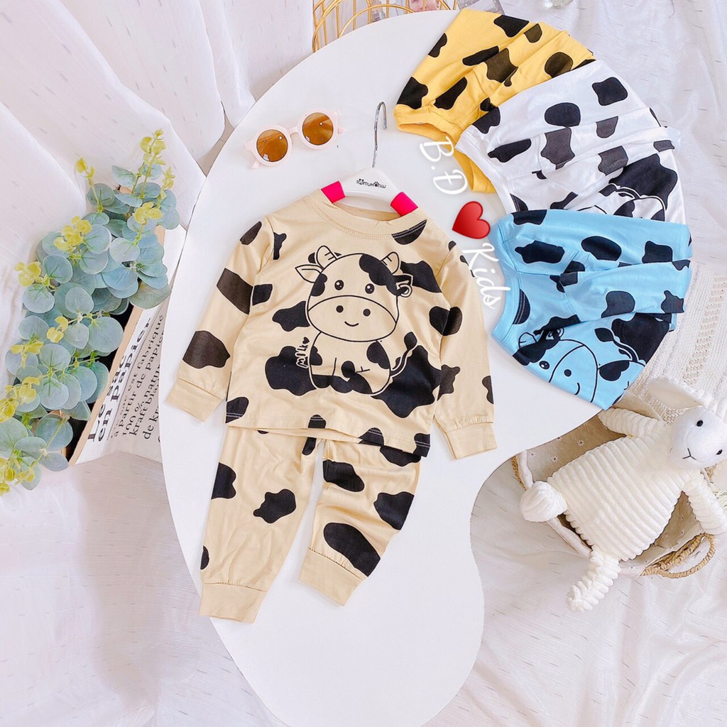 Bộ thun lạnh dài tay bò sữa cho bé trai bé gái