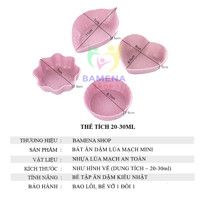 Chén ăn dặm, bát ăn dặm lúa mạch kiểu nhật mini dành cho bé từ 5 tháng tuổi trở lên tập ăn dặm AD06