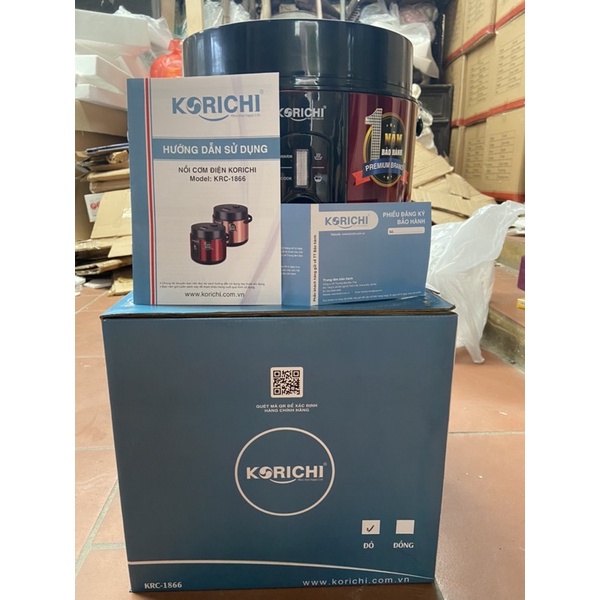 Nồi Cơm Điện Korichi 1.8L, 900W KRC1866 - Công Nghệ Nấu 3D - Nồi cơm điện mini quai xách tiện lợi - Bảo hành chính hãng