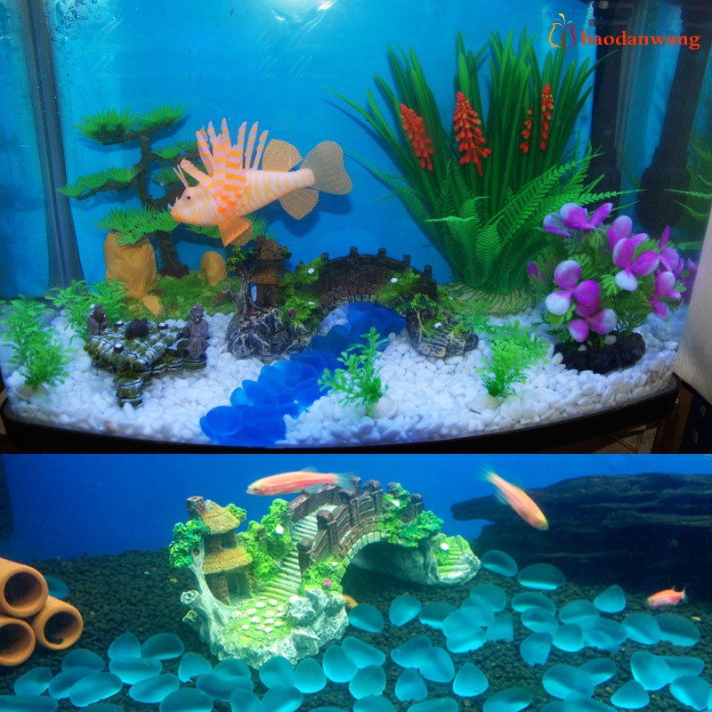 Cầu đá và cây cối bằng nhựa resin trang trí cảnh quan bể cá
