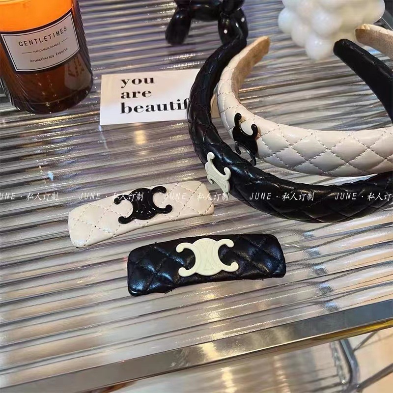 Kẹp Tóc Đính Kim Cương Giả Màu Trắng Đen Phong Cách Hàn Quốc