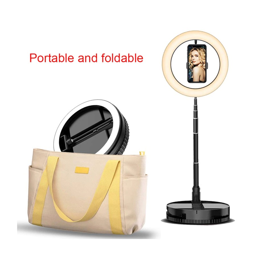 Đèn Livestream Size 26cm, Giá Đỡ Điện Thoại Live Stream, Bán Hàng Online, Make Up, Chụp Ảnh Studio, Gấp Gọn Thu Nhỏ