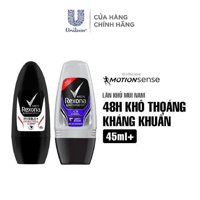 Lăn khử mùi Rexona Men 48h khô thoáng kháng khuẩn dành cho nam, 45ml+