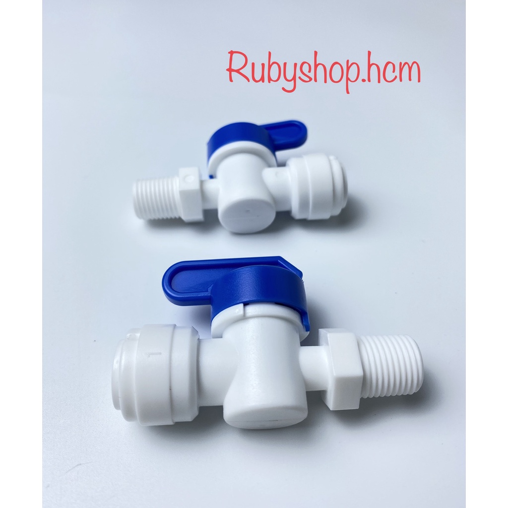 Van khóa nước 1 đầu ren ngoài 13/17/21 - 1 đầu nối nhanh ống 6mm hoặc 10mm Rubyshop.hcm