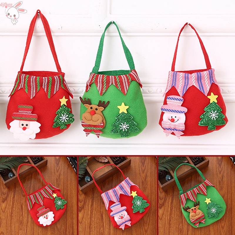 Dễ Thương Túi Tote Vải Mini Nhiều Màu Sắc Treo Trang Trí Giáng Sinh