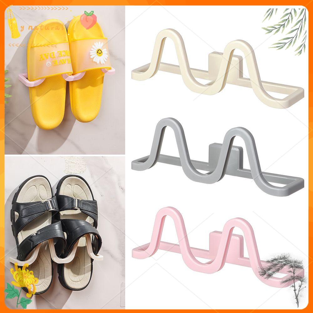 YNATURAL New Wall Mounted Shoe Rack Convenient Storage Rack Slippers Hanger Portable Space Saving Storage Artifact Bathroom Accessories Durable Punch-free Shoe Organizer/Multicolor