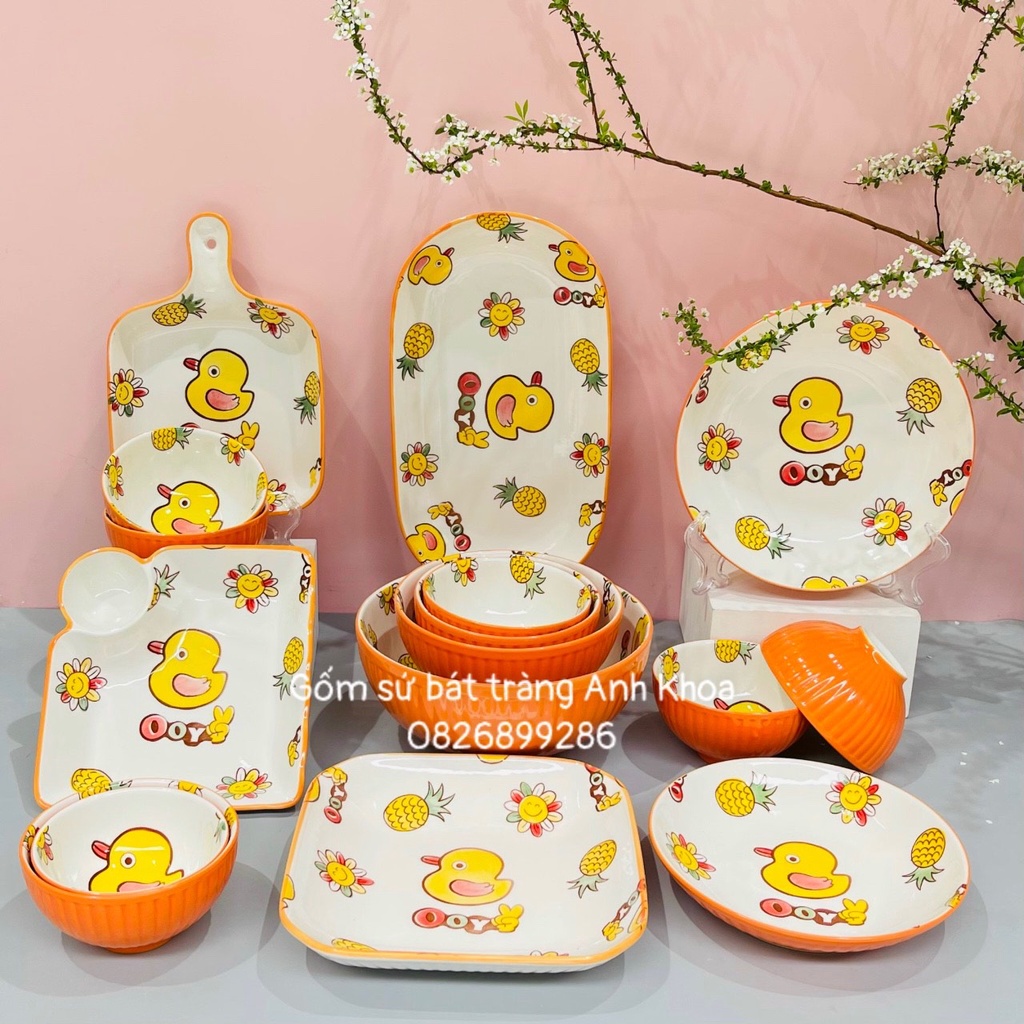 Sét vịt vàng 16 món gốm sứ decor trang trí đồ ăn cực kỳ đep