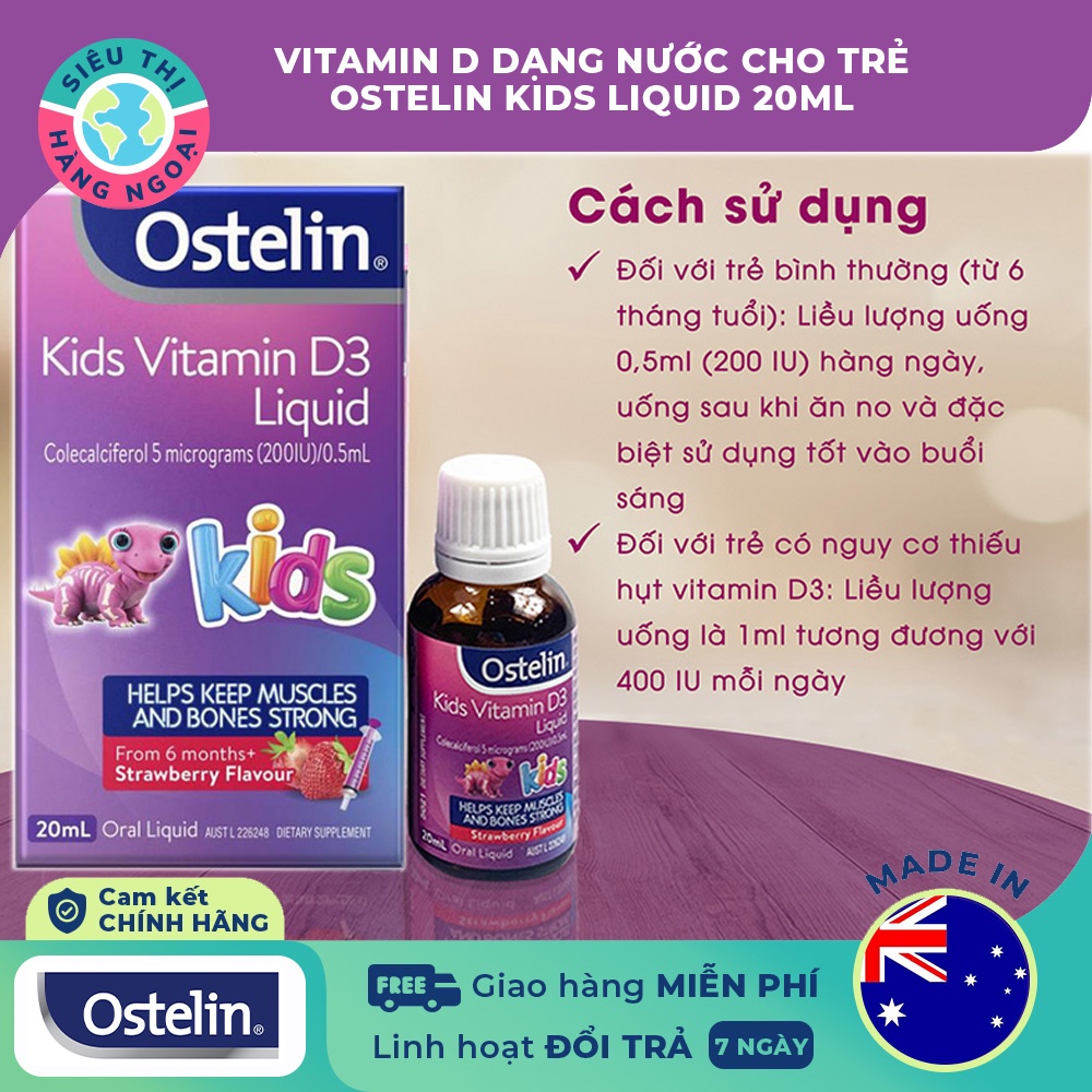 Vitamin D3 Ostelin Kids Vitamin D3 Liquid Úc 20ml