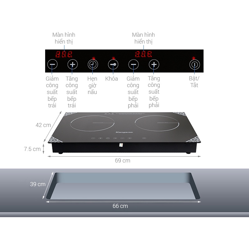 Bếp từ đôi lắp âm Kangaroo KG498N