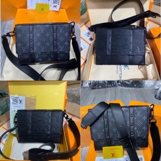 Túi da nam lv full box cao cấp - túi đeo chéo lv nam tang logo full box