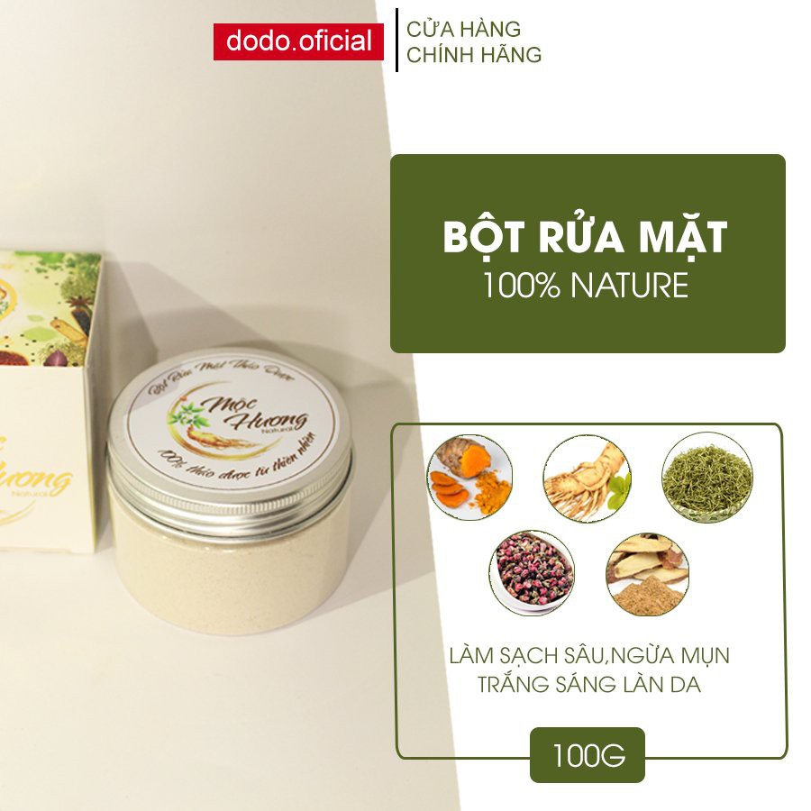 Bột Rửa Mặt sạch sâu Giảm Mụn Ẩn Mụn Đầu Đen Mộc Hương Natural - Handmade