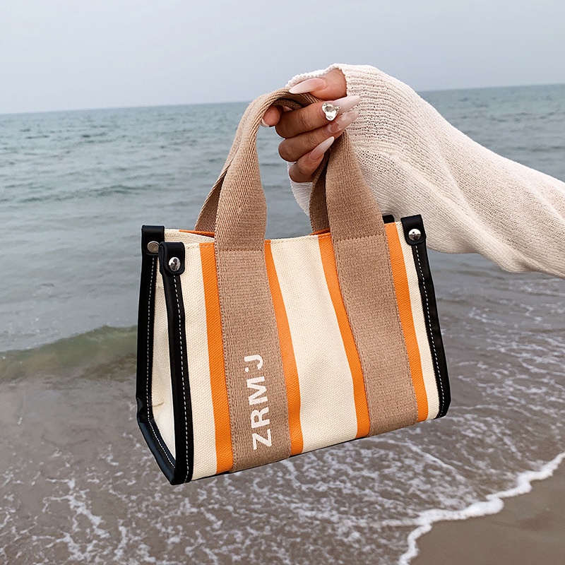 Túi Đeo Chéo canvas Màu Sắc Tương Phản Thời Trang Cho Nữ