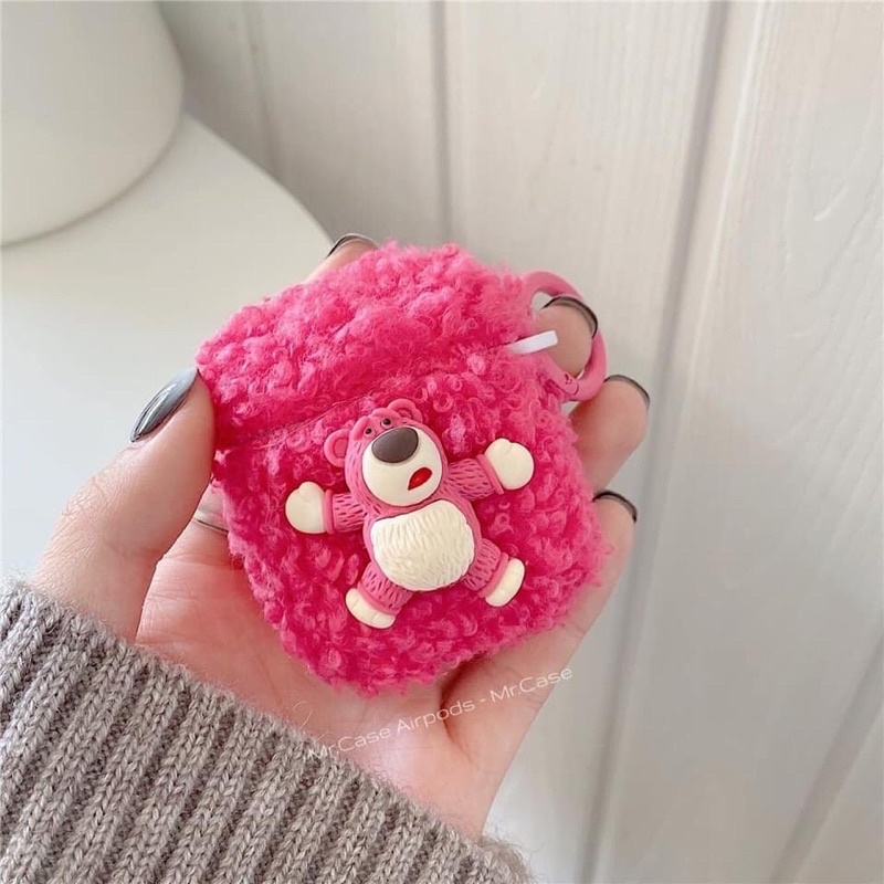 Case Airpods 1/2 /Pro Vỏ Ốp Tai Nghe Hình Gấu Hồng Cục Bông Xinh - Mr.Case AirPods