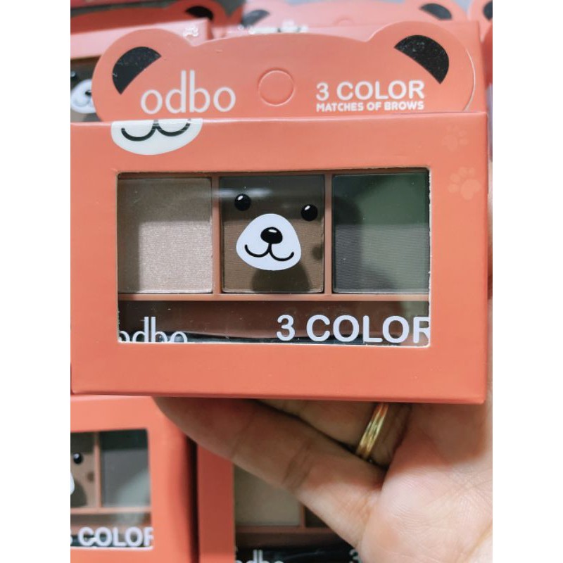 BỘT KẺ CHÂN MÀY ODBO 3 Ô OD797 - HÌNH GẤU KUTE PHÔ MAI QUE