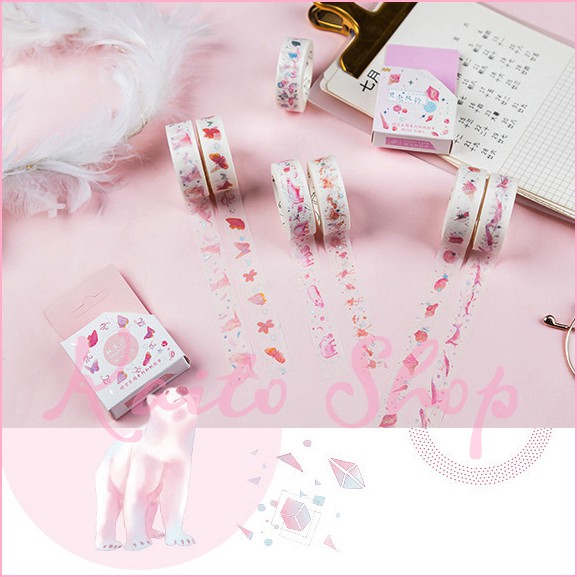 Cuộn Washi Tape Twinkle Lấp Lánh - Băng Keo Dính Trang Trí 5m