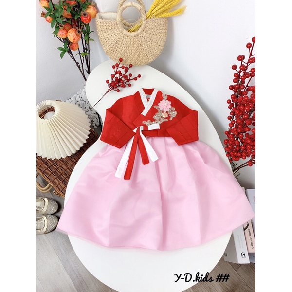 (jean baby kho sỉ) áo dài hanbok,váy hanbok cách tân cho bé gái hàng qc cho bé gái(10-16kg)