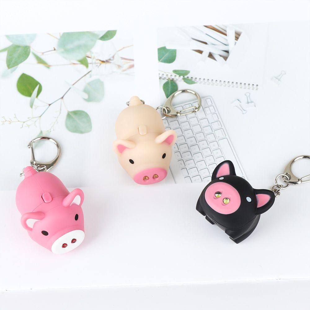 LANFY Móc Khóa Hình Heo Con Có Đèn LED Dễ Thương Giá Đỡ