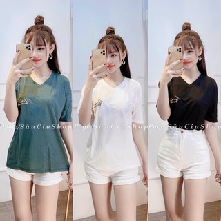 Áo phông gai quảng châu cổ tim- chất mát mặc càng mát